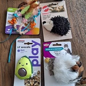 Cat toys. 4-- sold as group.  New. All still on cardboard.